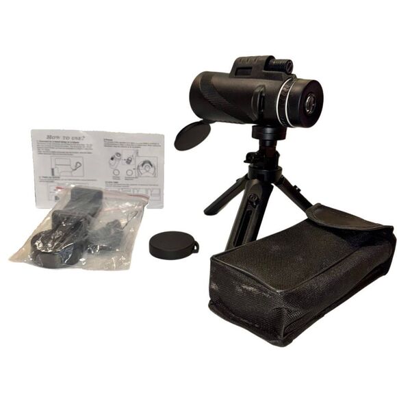 High Definition Portable Monocular Telescope 80x100 w/Phone Adapter Tripod & Bag - Picture 3 of 14